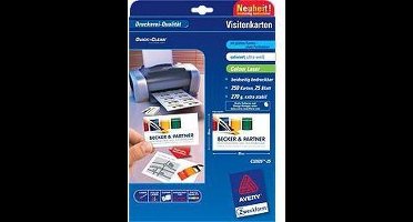 Avery-Zweckform C32026-25 Bedrukbare visitekaarten, gladde kant 85 x 54 mm Ultra-wit 250 stuk(s) Papierformaat: DIN A4