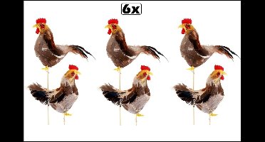 6x Haan op stokje 12 cm