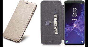 Hoesje geschikt voor Samsung Galaxy S9 Plus - Kunstlederen Wallet Hoesje Goud met Siliconen Houder - Portemonee Hoesje