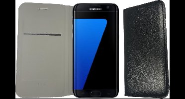 Hoesje geschikt voor Samsung Galaxy S7 Edge - Flip Wallet Portemonnee Book Case Cover Zwart met Polycarbonaat Houder - 360 Graden Telefoonhoesje
