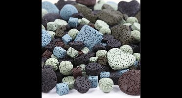 Lava kralen mix, afm 6-37 mm, gatgrootte 1+2 mm, 20 slagen, kleuren assorti