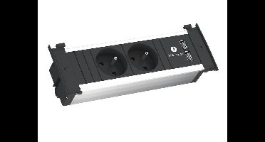 Bachmann Kapsa inbouw stopcontact met 2 USB laders - Zwart (BE aarding)