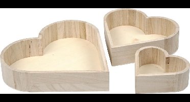 Creativ Company Houten Hartvormige Schalen sets 3 stuks h: 13-25 cm