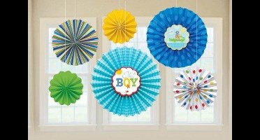 geboorte jongen - Ahoy Baby Boy Papieren waaiers decoratieset
