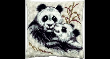 Pako borduurpakket kruissteekkussen - Panda met jong - geprint stramien - 003.091 - DIY kit