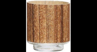 Bolsius Waxinelichtjeshouder Glazen theelichthouder met houten finish Hout