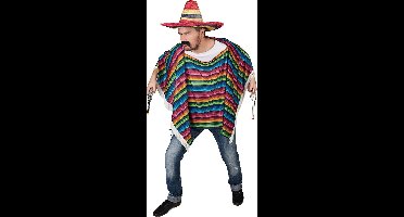 Vegaoo - Veelkleurige Mexicaanse poncho met franjes voor volwassenen