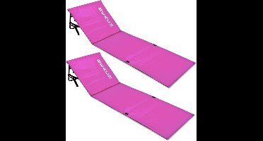DETEX Set 2x Opvouwbare Strandmat - Rugleuning Kussen Draagriem - Roze