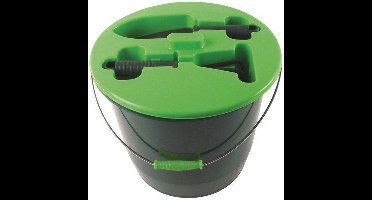 Tuinemmer met gereedschap in deksel