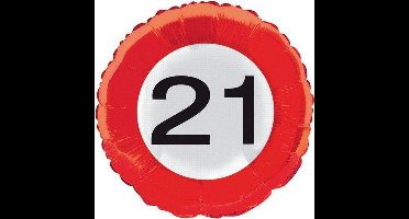 Benza - Helium Ballon Verkeersbord - 21 Jaar