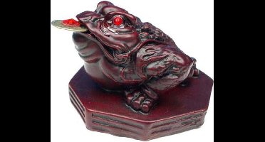 Minibeeldje Feng Shui kikker rood - 6 cm - S