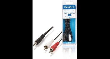 Valueline VLAB22200B30 Jack Stereo Audio Adapterkabel 3,5 mm Mannelijk - 2x Rca Mannelijk 3,00 M Zwart