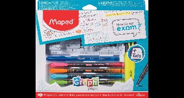 EXAM : 8-delig - 1 balpen ICE zwart + 1 balpen ICE blauw + FLUO PEPS Calssic + 1 GEONOTES 15 cm + 1 gereedschap