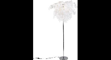 REALITY LEAVY - Vloerlamp - Chroom - excl. 3x E14 4,9 W - Voetschakelaar - Patroon bescherming