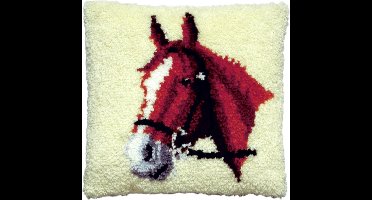 Pako Smyrna knoop kussen borduurpakket - Paard - geprint stramien- 013.053 - DIY kit