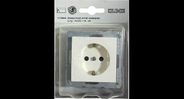JUNG AS500 wandcontactdoos enkel inbouw met randaarde | alpin wit