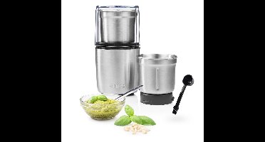Princess 221040 Multi Hakmolen – Food chopper - Roestvrij Staal - 300ml - 200W - 2 afneembare bekers met 2 messensets - nat en droog gebruik