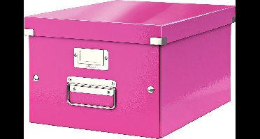 Leitz WOW Click & Store Middelgrote Kartonnen Opbergdoos - 85% Gerecycled Karton - 28.1 x 37 Cm (BxD) - Voor A4 Formaten - Ideaal voor Kantoor en Thuiswerken - Roze