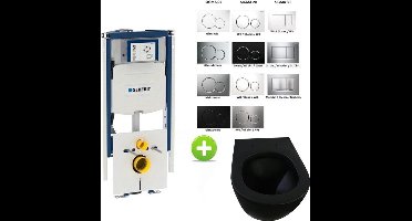 Geberit UP320 Set met Brogali Design Rimfree Jet Flush Compact Mat zwart wandcloset inclusief afneembare Flatline Soft-close zitting