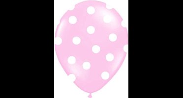 Partydeco - Ballonnen Baby roze dots wit 10 stuks