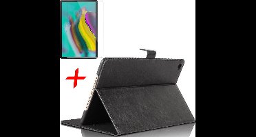Hoes geschikt voor Samsung Galaxy Tab S5e + Screenprotector - Lederen Book Case Smart Cover - iCall - Zwart