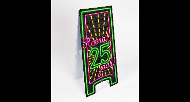 Warning Sign Hoera 25 Jaar Neon 62,5cm