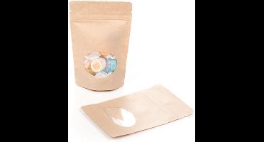 Stazakken Kraft met ovaal Venster 10x6x15cm | 57 gram (100 stuks)