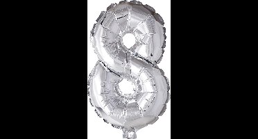 Creotime Folieballon Cijfer "8" 41 Cm Zilver