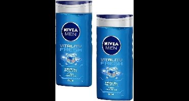 NIVEA MEN Douche Gel Met Verkwikkend Gevoel - Gezicht Lichaam & Haar - Frisse Mannelijke Geur - 2x250 ml