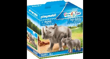 PLAYMOBIL Family Fun Neushoorn met baby - 70357