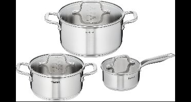 Tefal Virtuoso E4926S - Set 3-delig - steelpan 16 cm, kookpannen 20/24 cm