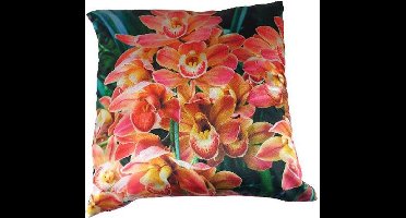 Dutch Decor sierkussenhoes met orchideeen JOY - Mulitcolor - 45 x 45 cm - Polyester - Vierkant