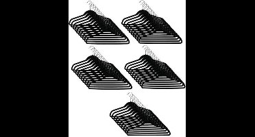 Kwaliteit Kledinghangerset 50 stuks - Non slip kledinghangers - Fluweel zwart