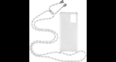 Shop4 - Samsung Galaxy S20 Plus Hoesje - Zachte Back Case met Koord Multi Wit