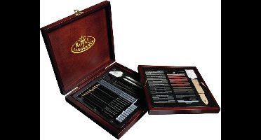 Royal Brush - Premium Teken /Schets set in houten box - 51 onderdelen