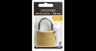 Handy - Hangslot met Sleutel 48mm - Hangsloten - Gehard staal - Sluiting ⌀ 7.5MM - incl. 3 Sleutels - Slot - Slotje - BPK