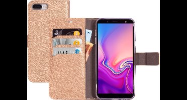 Mobiparts hoesje geschikt voor Samsung Galaxy J6 (2018) - Saffiano Wallet/Portemonnee hoesje - Magneet Sluiting - 3 Opbergvakken - Bruin Koper