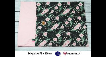 Babydekbed Babydeken - Baby dekbed - Dubbelzijdig dekbed met kussen -100cmx75cm- Plat kussen voor baby's – Zwart – Roze – WiegDeken- Ledikantdeken