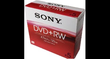 "Sony DVD+RW 120min/4,7GB 4x - 5 stuks / jewelcase"