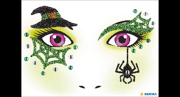 Halloween Gezicht stickers - heks - multi kleuren - volwassene - gezichtdecoratie