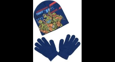 Teenage Mutant Ninja Turtles - Winterset - Muts & Handschoenen - Model "Stop Our Enemy Kraang!" - Donkerblauw - 52 cm