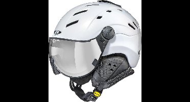 CP Helmets Camurai Parelwit Glanzend met Glanzend Witte Vario Spiegel Vizier - Skihelm - 53-55 cm omtrek