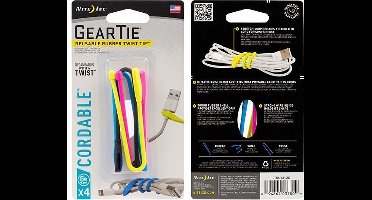 Nite Ize Gear Tie Cordable 6" - 4 Stuks Mix kleuren - Herbruikbare kabelbinder