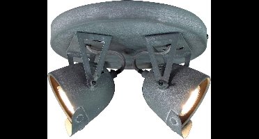 BRILLIANT lamp Ka Spotrondell 2flg grijs beton | 2x PAR51, GU10, 5W, geschikt voor reflectorlampen (niet inbegrepen) | Schaal A ++ tot E | Hoofden draaien