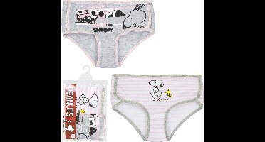 2 Pack Meisjes slips - Snoopy - Grijs-Roze - 6/8 jaar