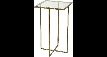 Bijzettafel - Metaal - Glas - L35, B35, H59,5 cm - Brons