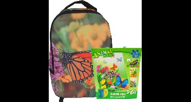 Rugzak Vlinder met grote 3 delige 3d vlinder puzzels, kinder set, school rugtas met 3d puzzels speelgoed