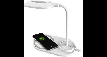 PLATINET PDL1930W LED bureaulamp 5W met ingebouwde 5W Qi draadloze oplader Wit