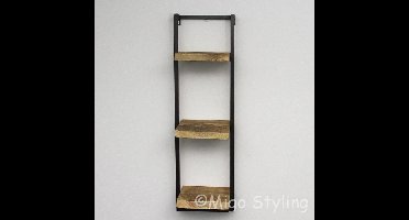 Wandrek - Industrieel - 3 legplanken - Mangohout - 100 cm - Incl bevestigingsmateriaal