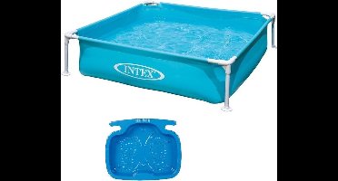 Zwembad Mini frame 122 x 122 cm met voetenbad - Zwembaden met zwembad accessoires